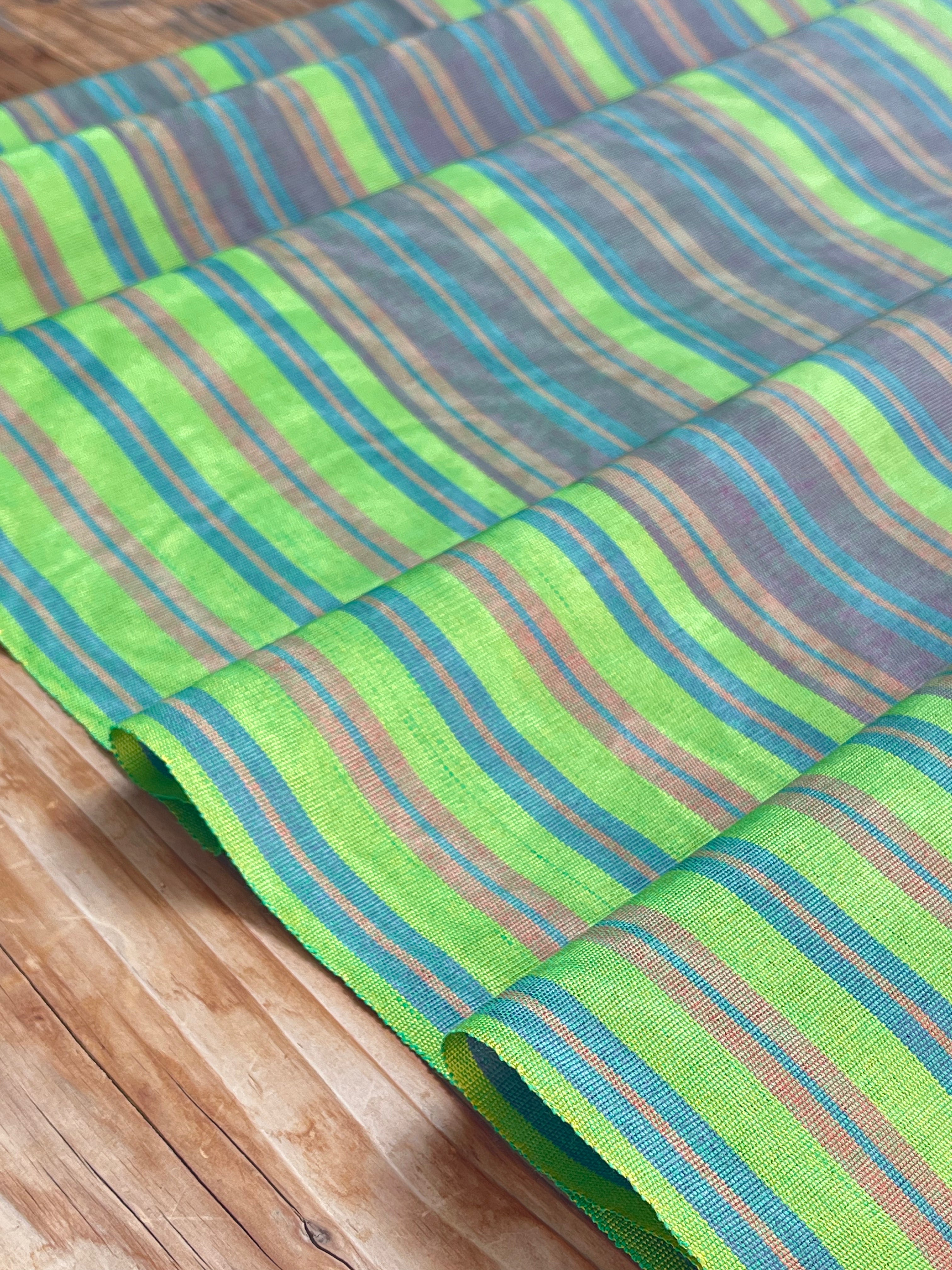 Multi Color Striped Pattern Moiré Fabric By The Yard.