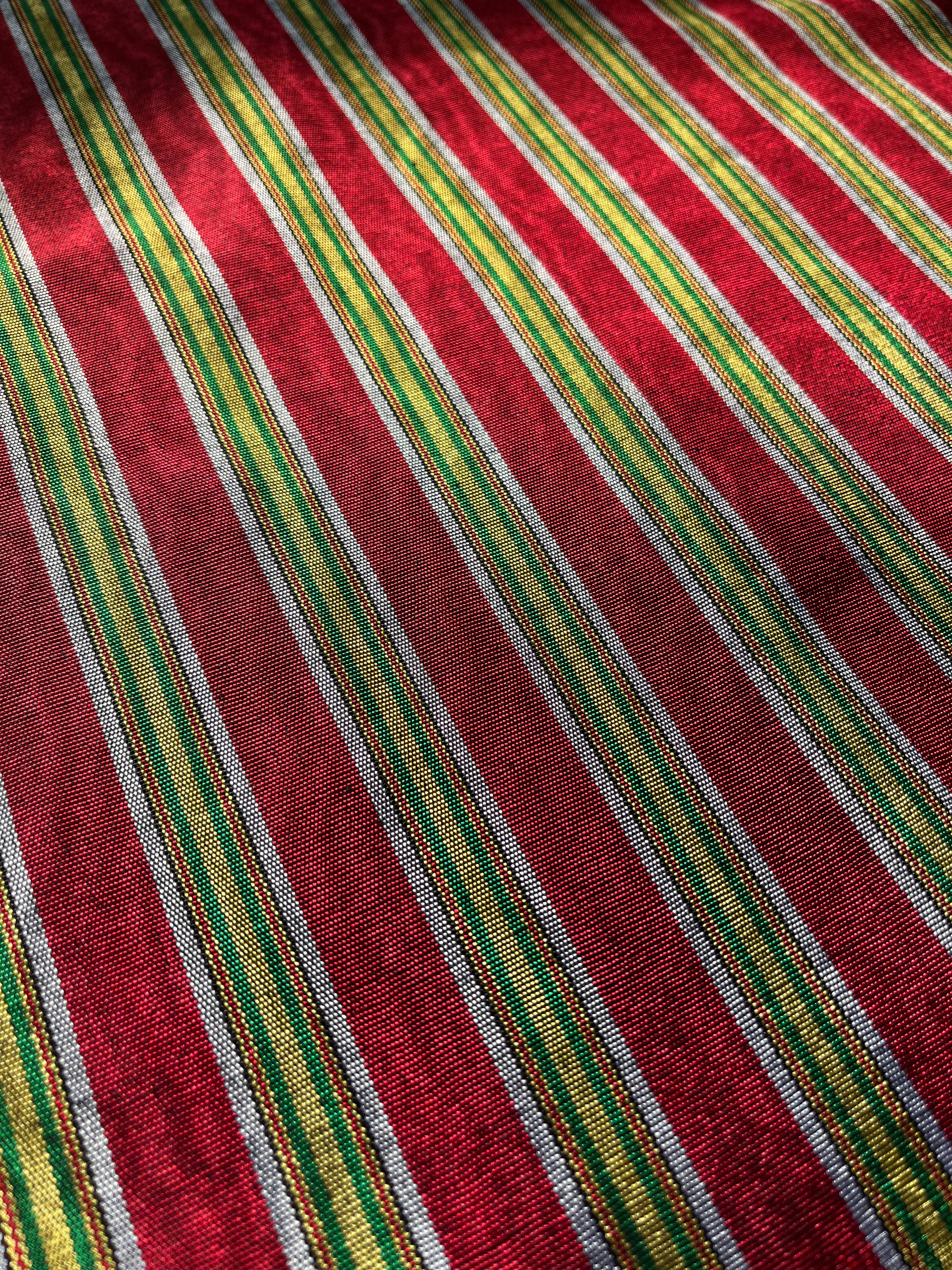 Multi Color Striped Pattern Moiré Fabric By The Yard.