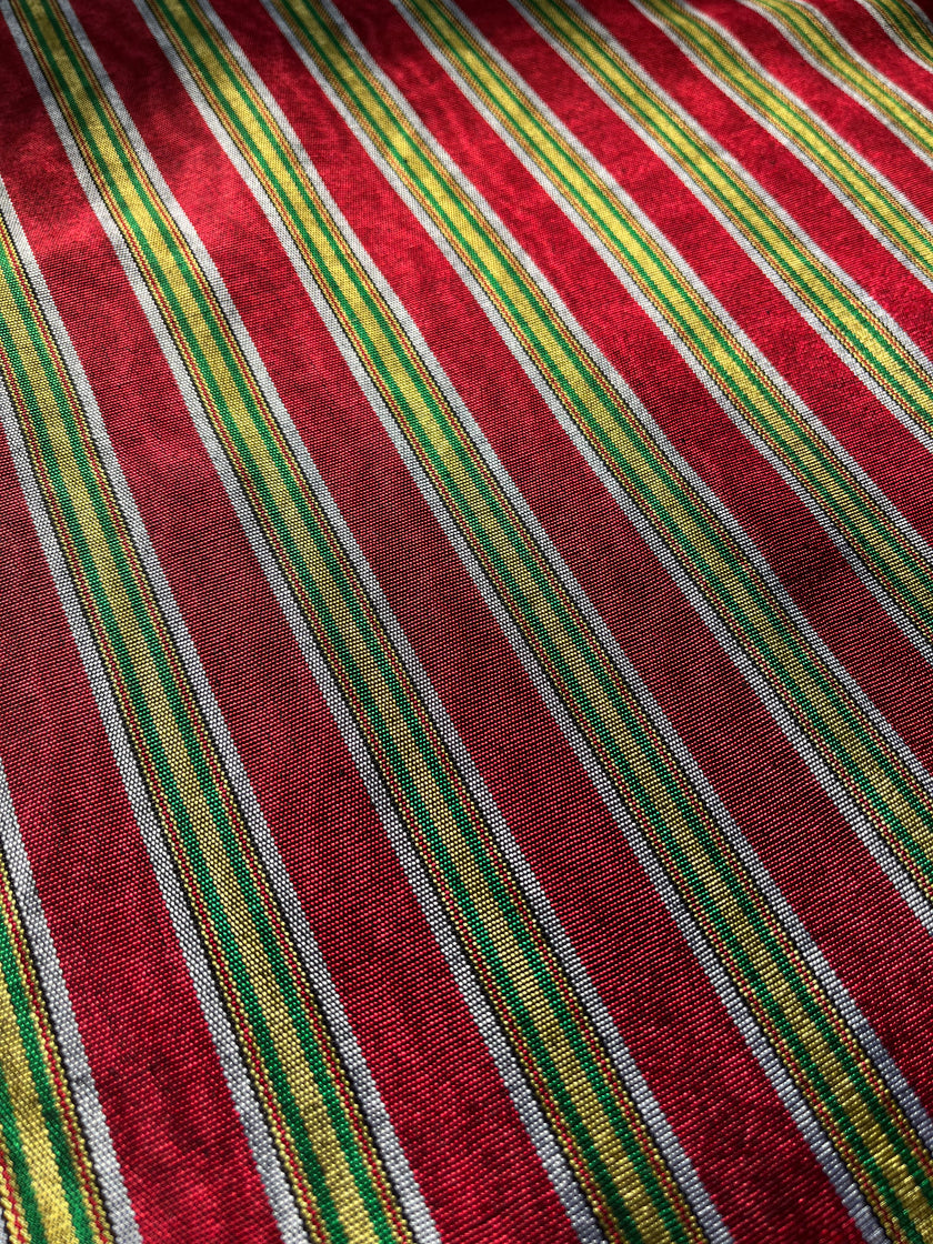 Multi Color Striped Pattern Moiré Fabric By The Yard.