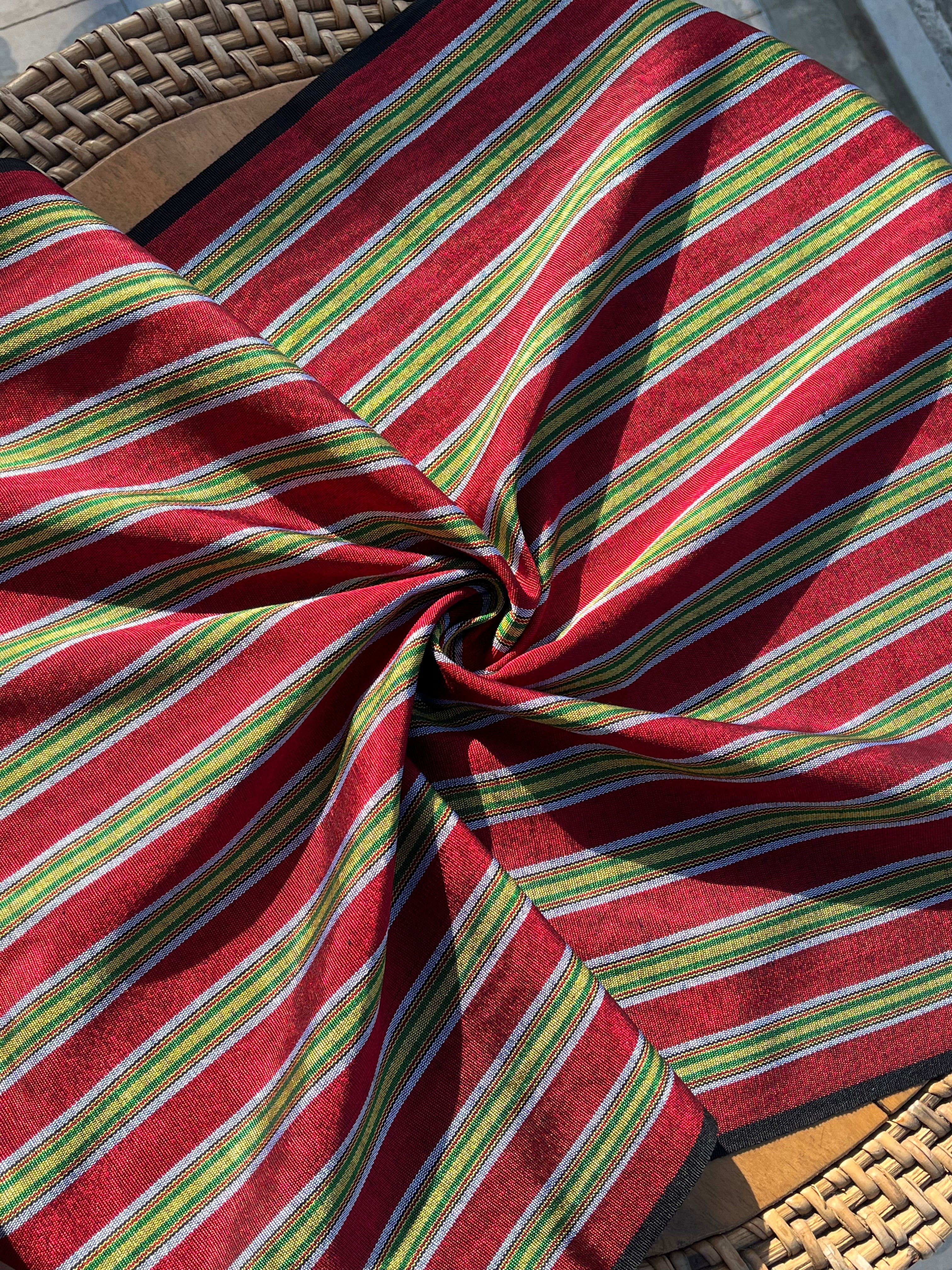 Multi Color Striped Pattern Moiré Fabric By The Yard.