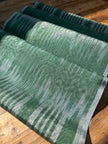 Green Ikat Silk Moire Home Textile Interior Fabrics, Watermark Pattern.