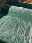 Green Ikat Silk Moire Home Textile Interior Fabrics, Watermark Pattern.