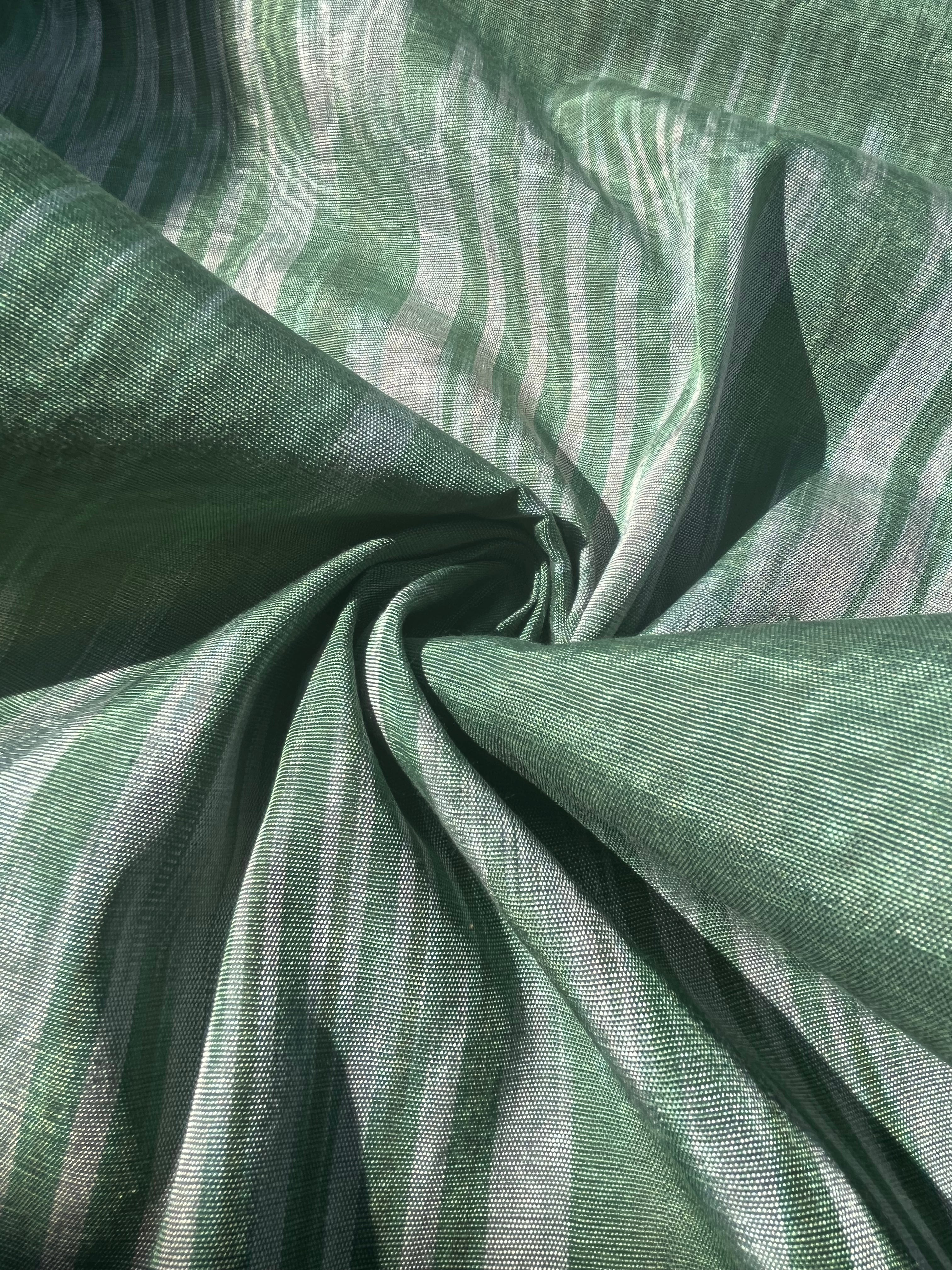 Green Ikat Silk Moire Home Textile Interior Fabrics, Watermark Pattern.