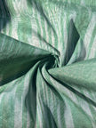 Green Ikat Silk Moire Home Textile Interior Fabrics, Watermark Pattern.