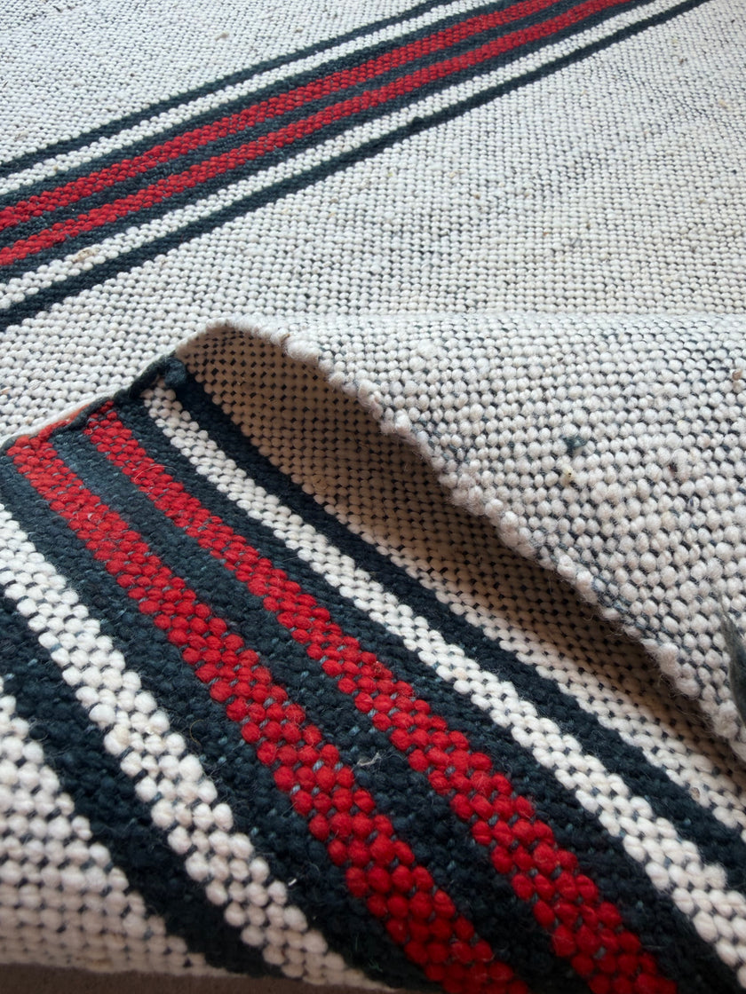 Antique Grain Sack Fabric by the Meter | Vintage 1960s Turkish 100% Cotton Hazelnut & Wheat Sack Textile | Rustic Stripe Farmhouse Runner