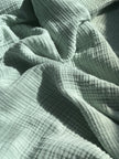 Organic Muslin Baby Blanket – 140x100cm Double Layered, Undyed Cotton, Newborn Swaddle with Fringed Edges – Light Pink, Blue, Sage, Biscuit