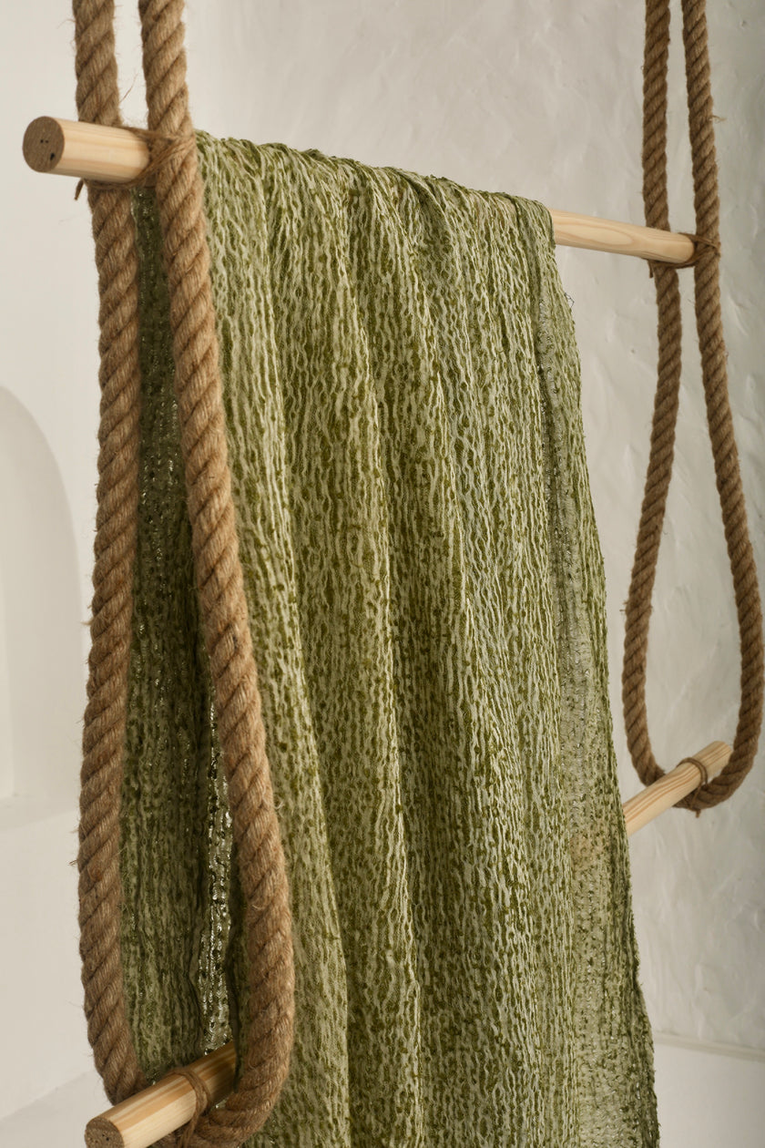 Green Textured Linen Fabric By The Yard Natural Fabrics.
