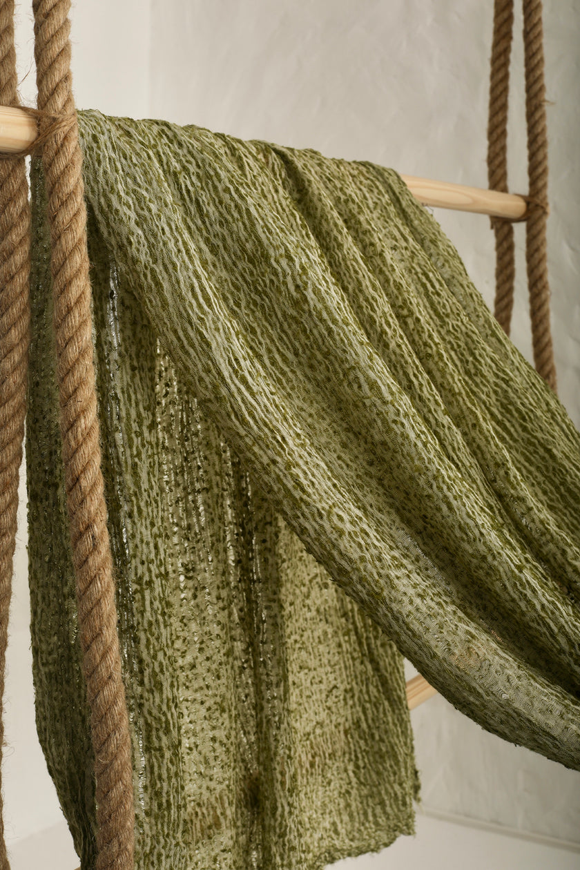 Green Textured Linen Fabric By The Yard Natural Fabrics.