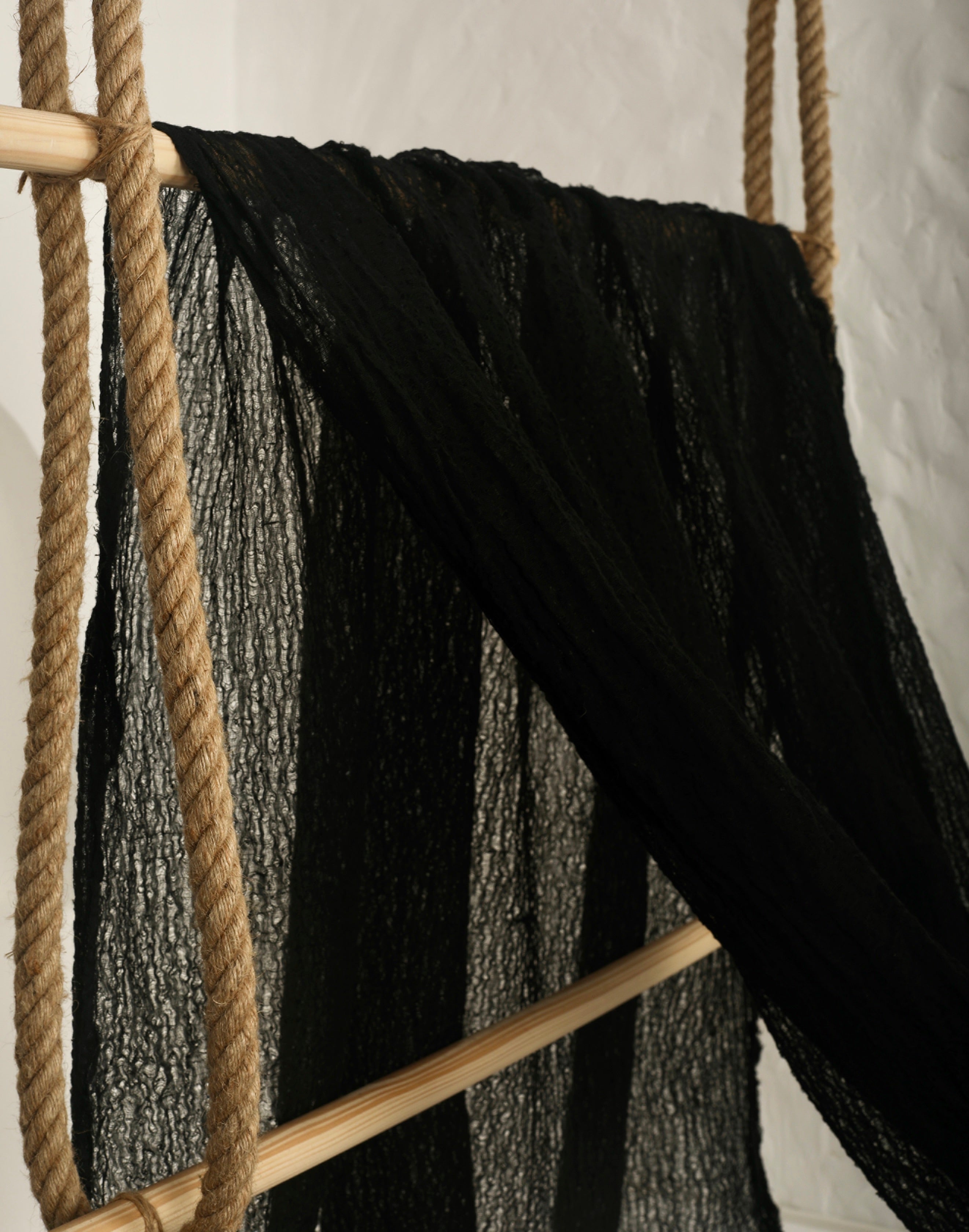 Black Textured Linen Fabric By The Yard Natural Fabrics.