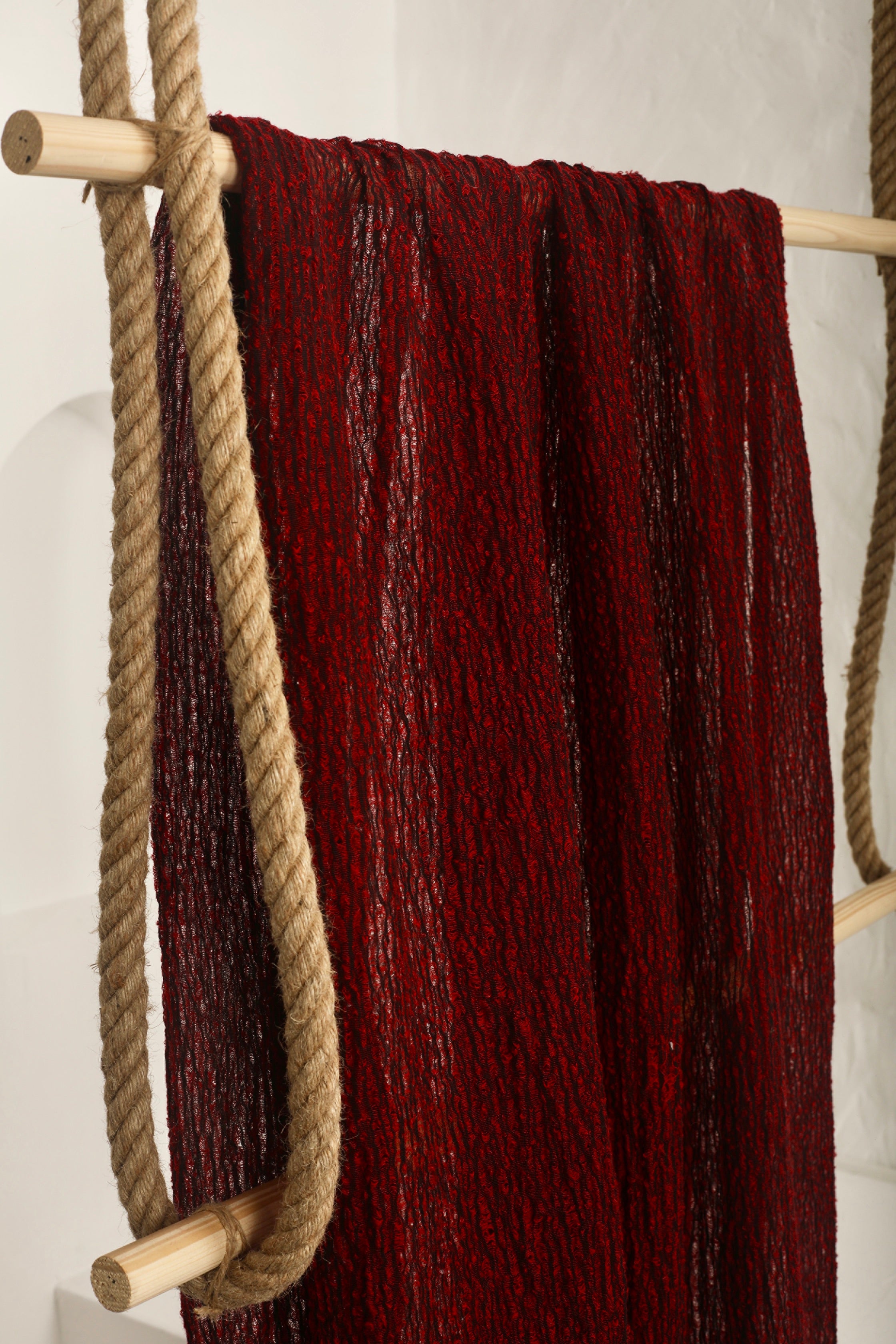 Red Textured Linen Fabric By The Yard Natural Fabrics.