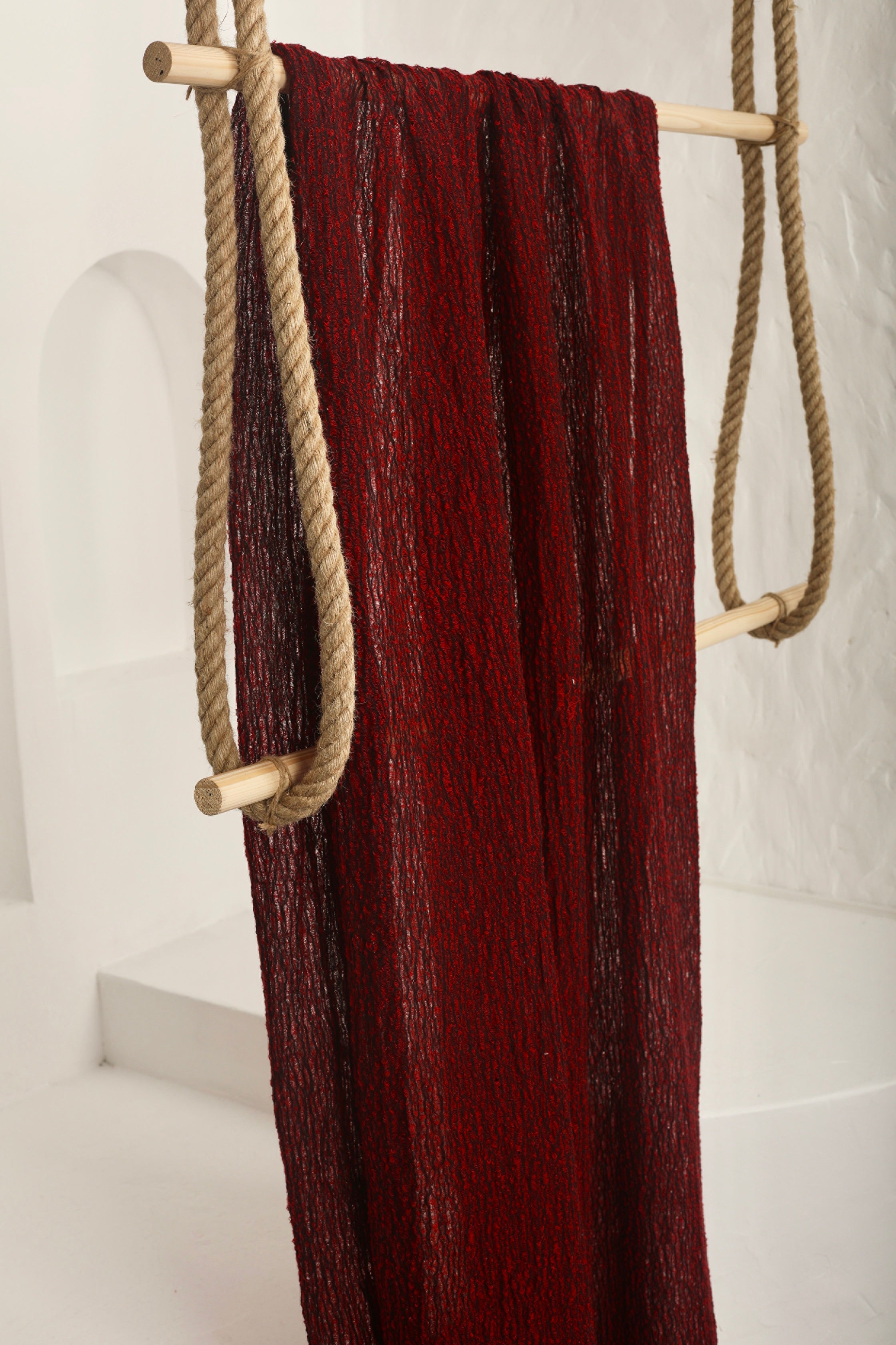 Red Textured Linen Fabric By The Yard Natural Fabrics.