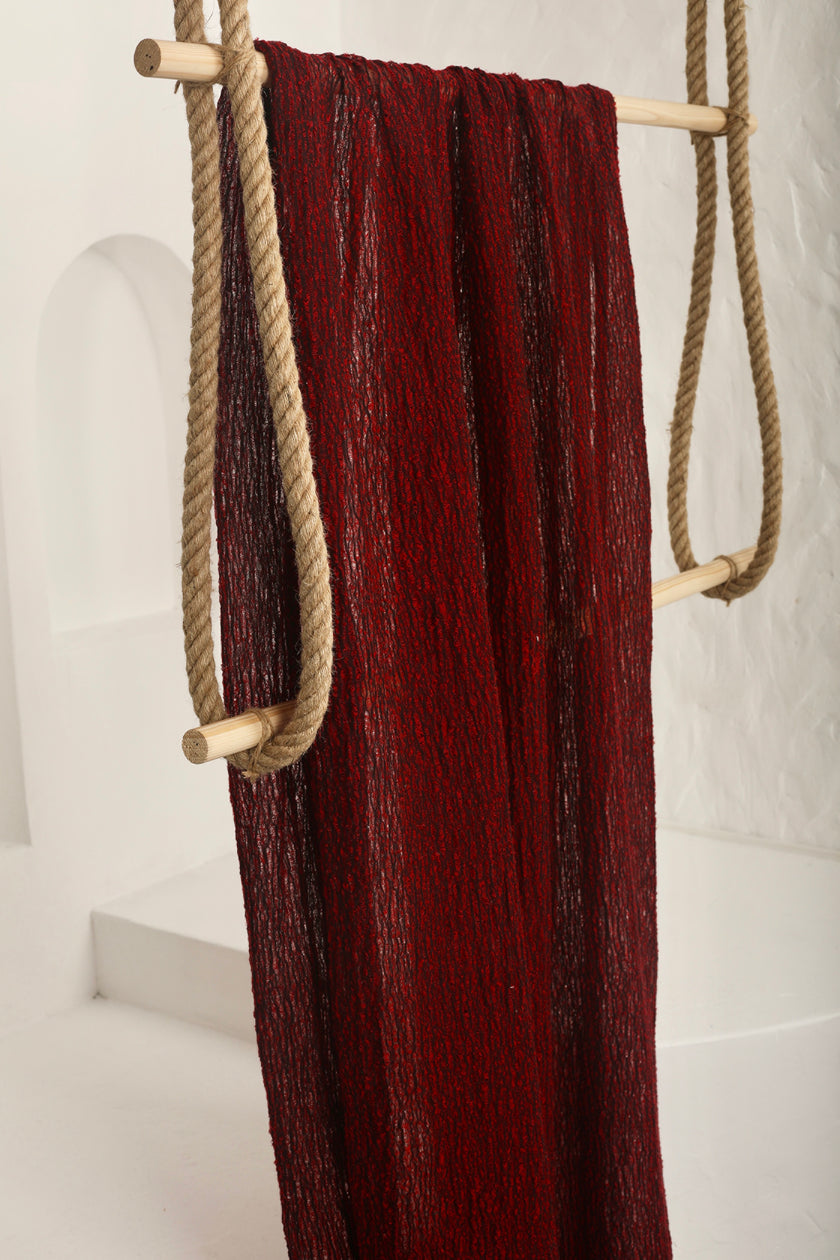Red Textured Linen Fabric By The Yard Natural Fabrics.