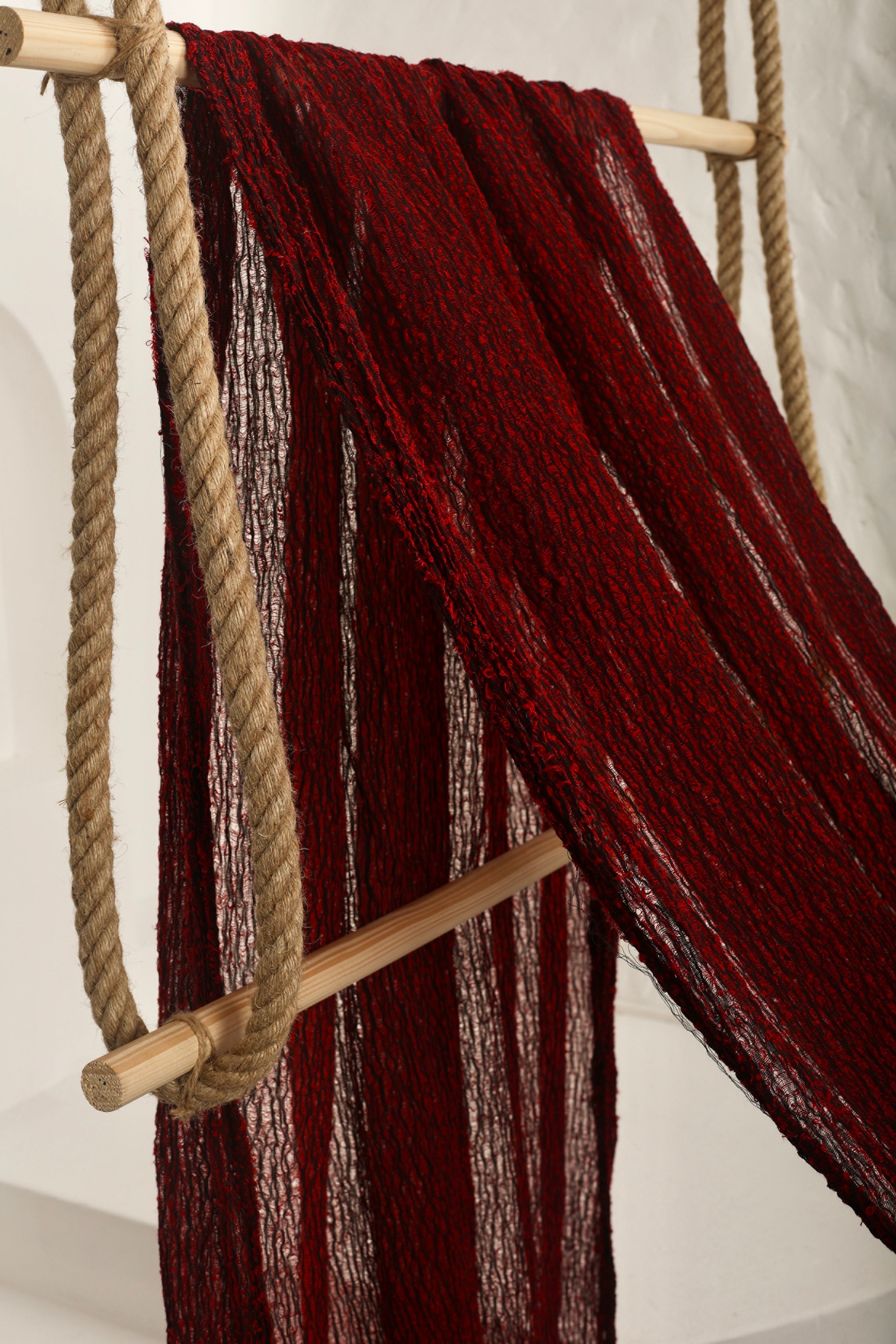Red Textured Linen Fabric By The Yard Natural Fabrics.