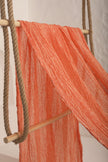 Orange Natural Sheer, Textured Cotton Linen Mix Special Fabrics.