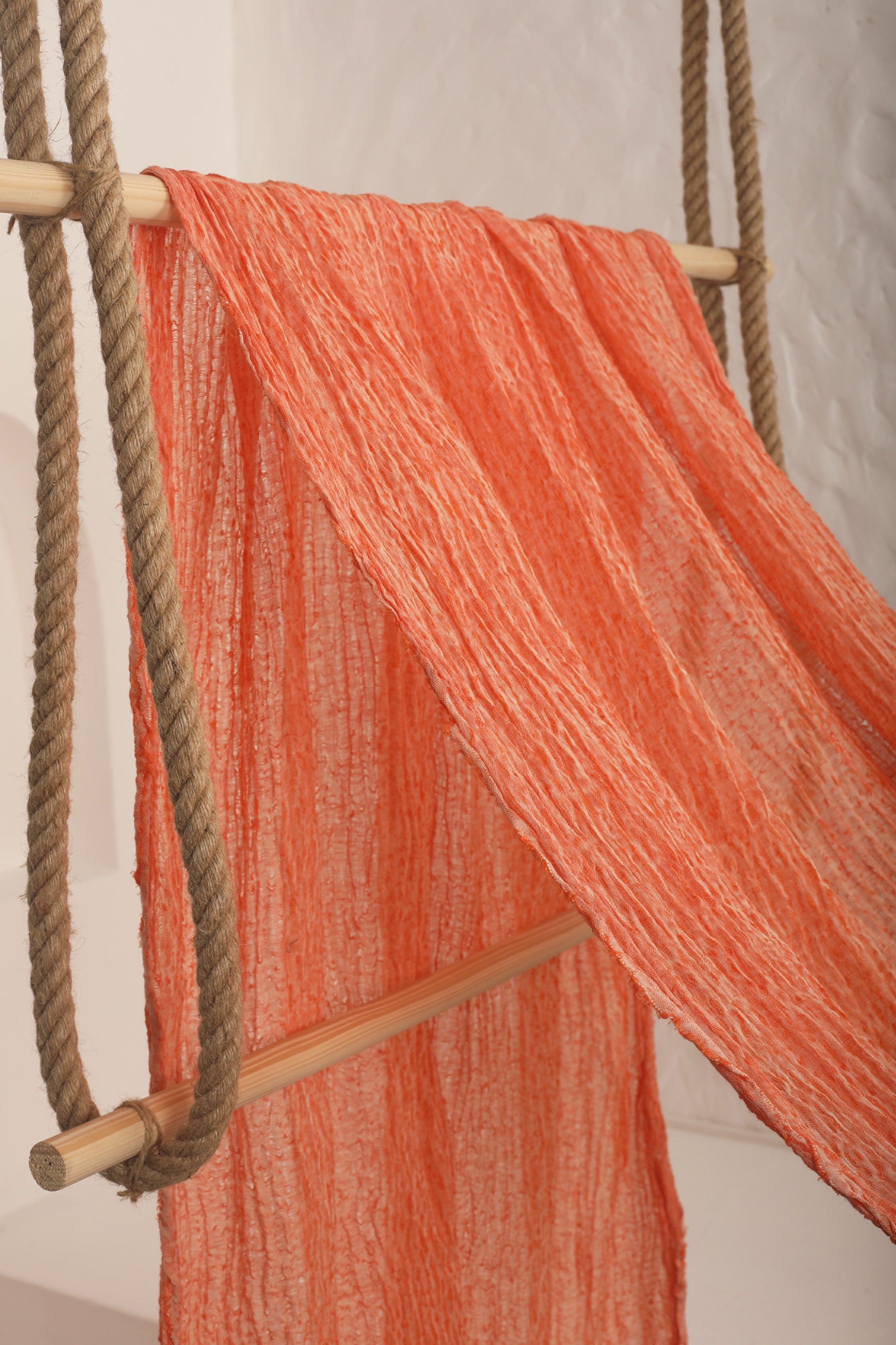 Orange Natural Sheer, Textured Cotton Linen Mix Special Fabrics.