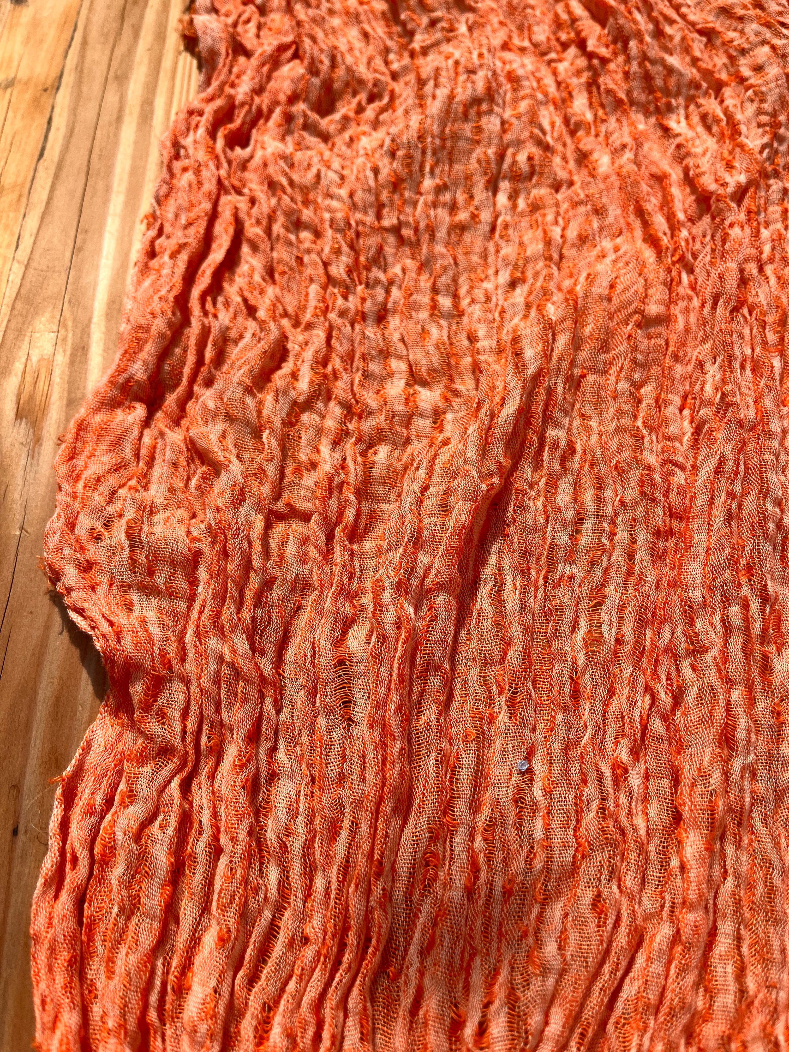 Orange Natural Sheer, Textured Cotton Linen Mix Special Fabrics.
