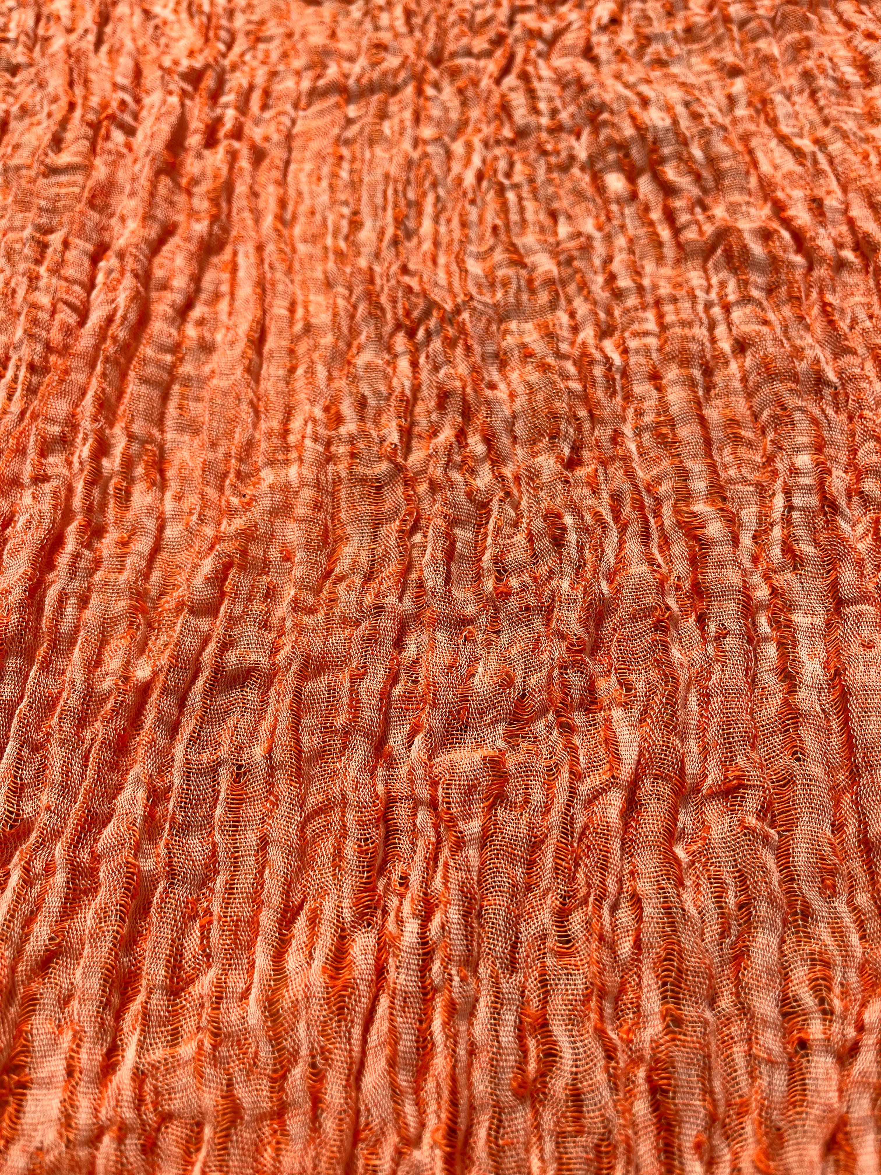 Orange Natural Sheer, Textured Cotton Linen Mix Special Fabrics.