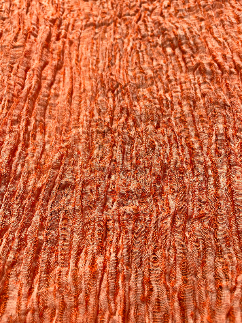 Orange Natural Sheer, Textured Cotton Linen Mix Special Fabrics.