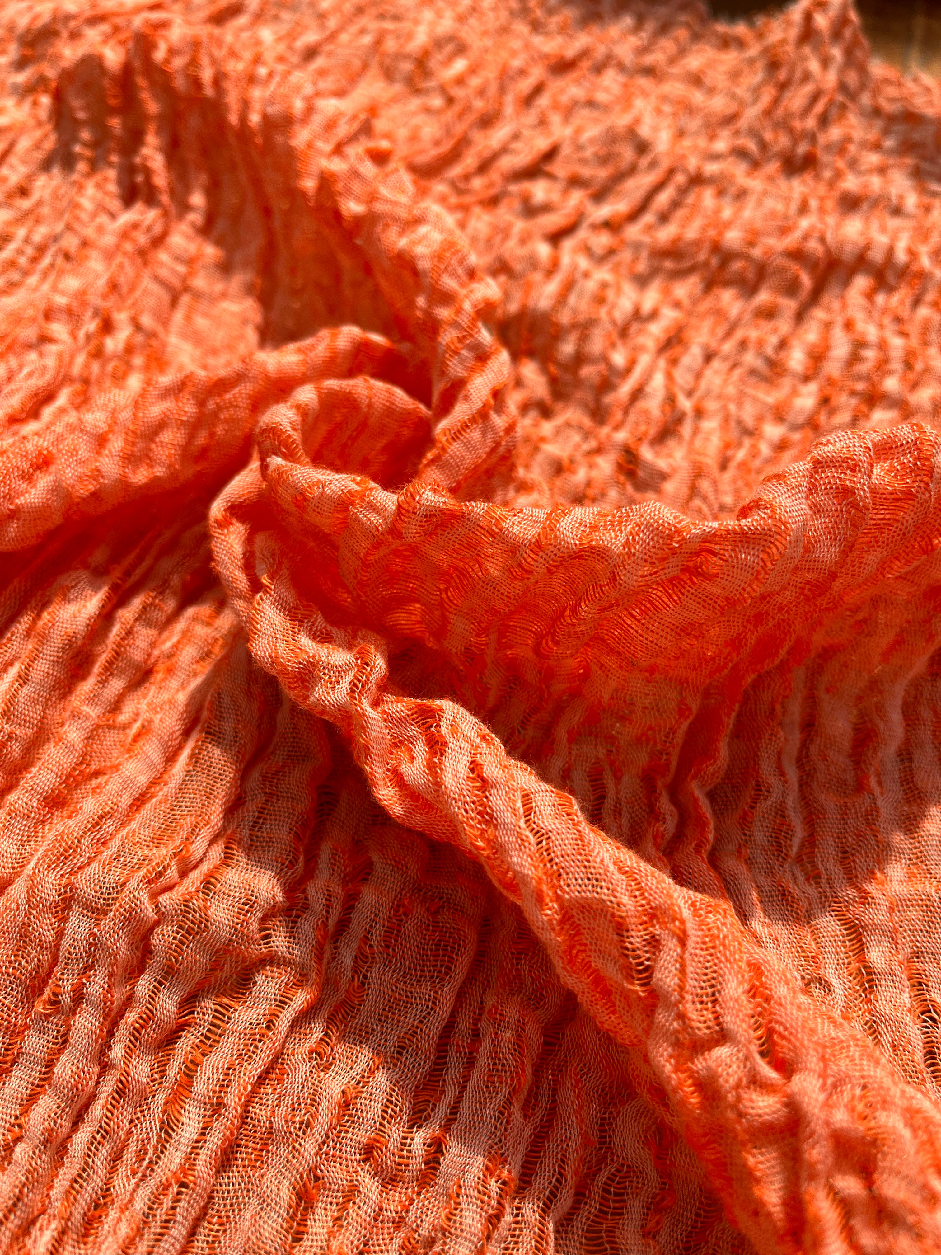 Orange Textured Linen Fabric By The Yard Natural Fabrics.