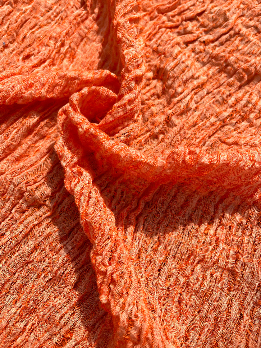 Orange Textured Linen Fabric By The Yard Natural Fabrics.