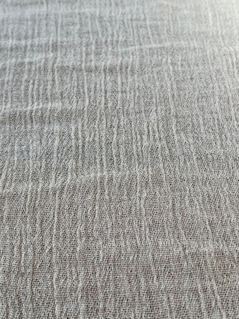 Tissu en coton biologique neutre non blanchi ivoire au mètre, tissu froissé, large largeur.