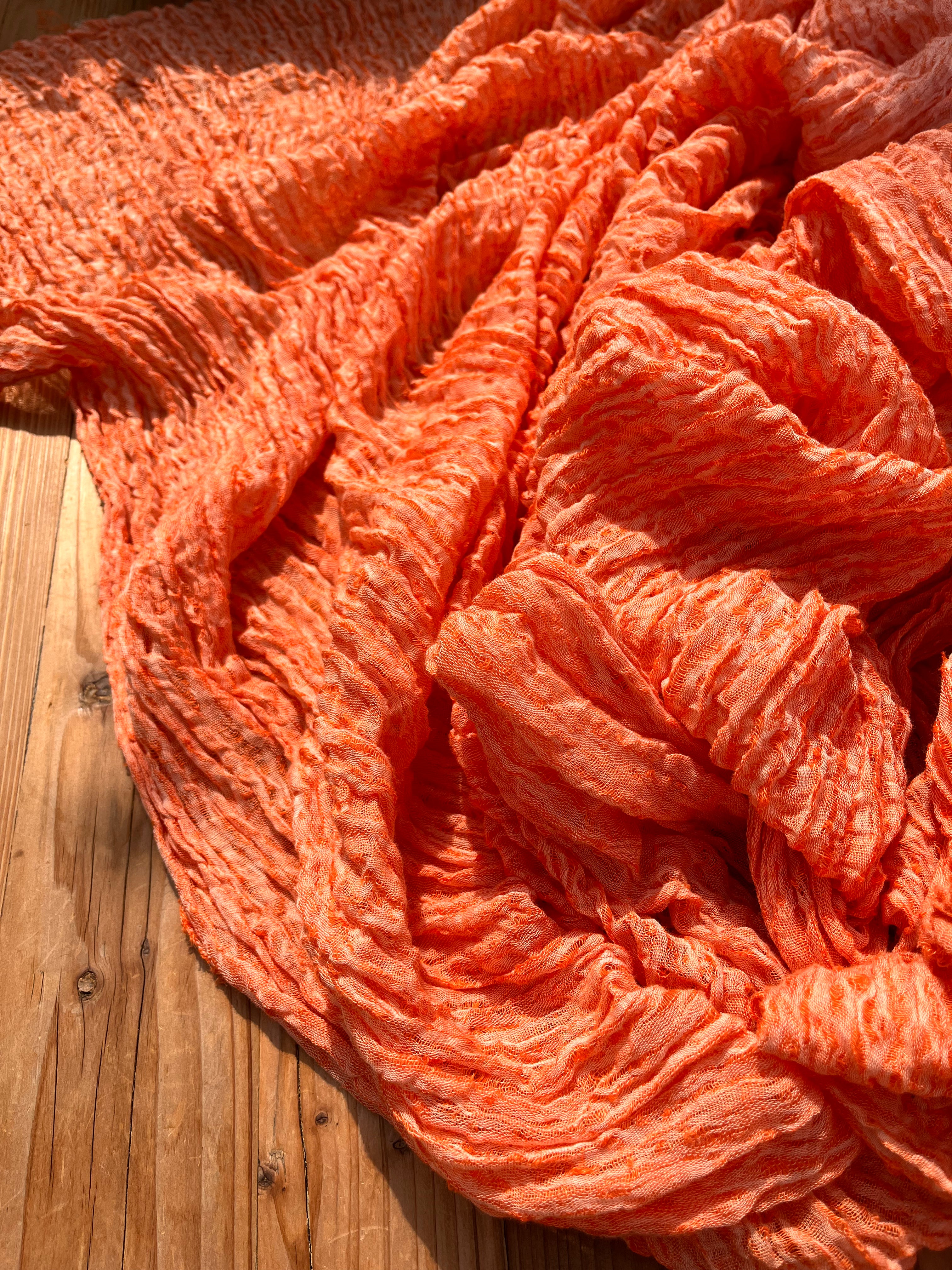 Orange Natural Sheer, Textured Cotton Linen Mix Special Fabrics.