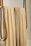Neutral Stretchy Crinkle Cotton Fabric, Textured Surface, Off White Handwoven.