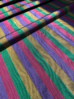 Multi Color Striped Pattern Moiré Fabric By The Yard – Luxurious Silk  For Interior Design & Special Sewing Projects. / 22 inches - 50 cm Width.