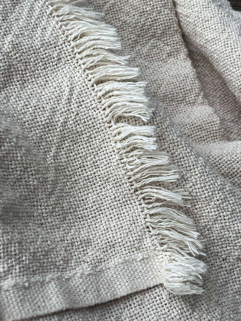 Heavy Weight Organic Cotton Open Weave Sewing Fabric, Natural Undyed, Wide Width 240 cm.