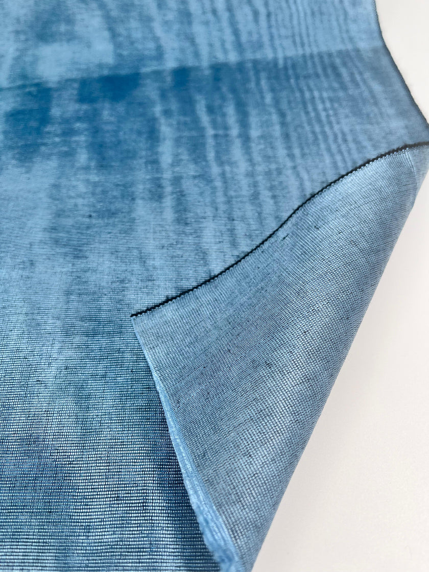 Blue Silk Home Textile Interior Fabrics Watermark Patterns.