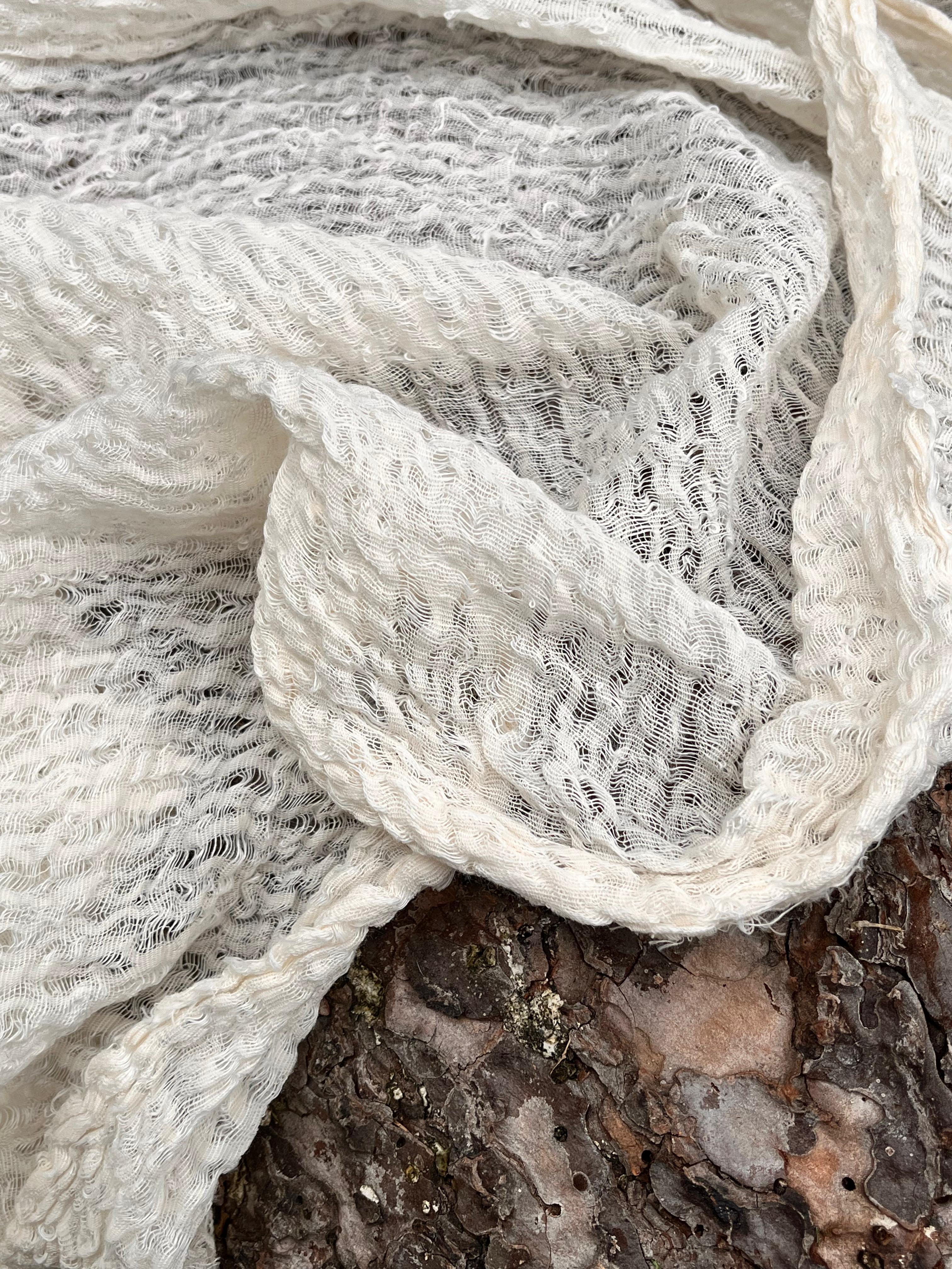 Unbleached, Ivory White Textured Linen Fabric By The Yard Natural Fabrics.