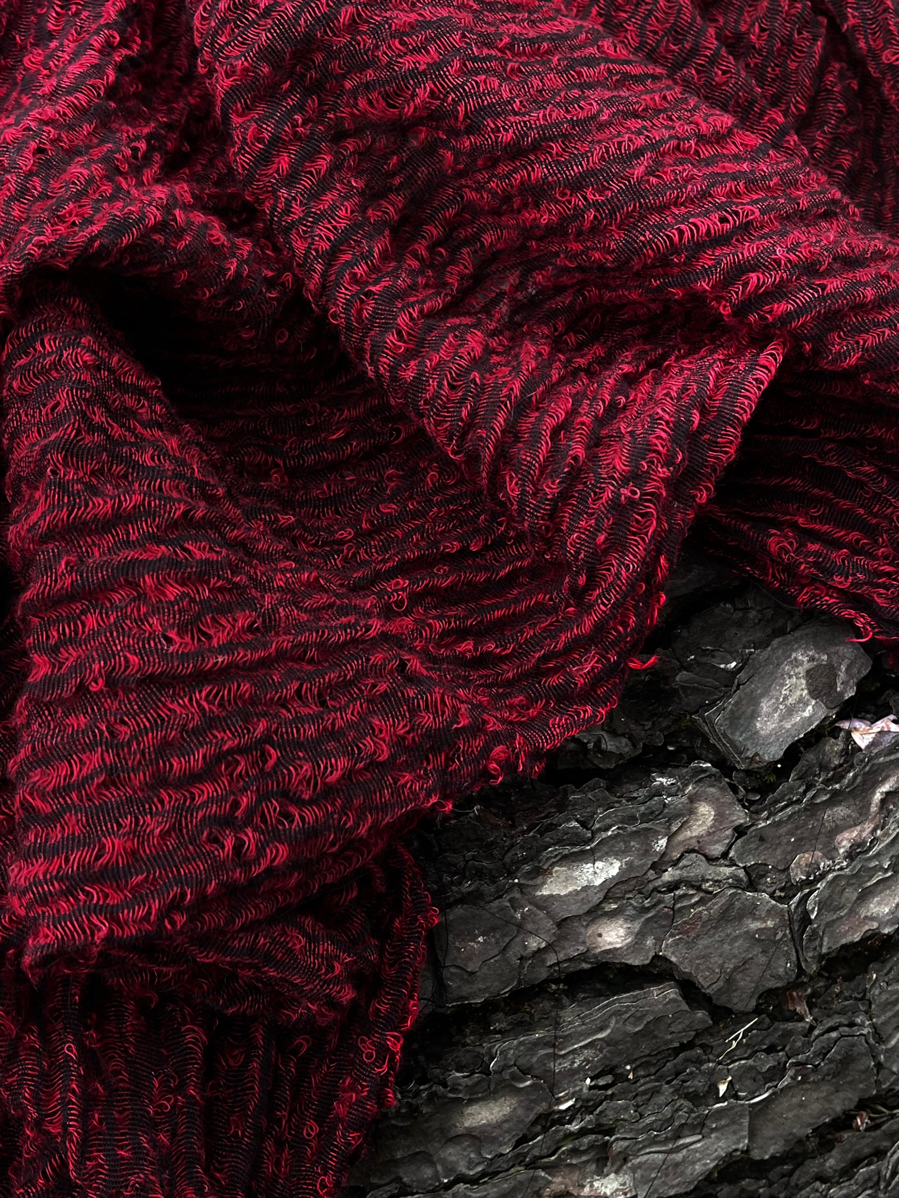 Red Textured Linen Fabric By The Yard Natural Fabrics.