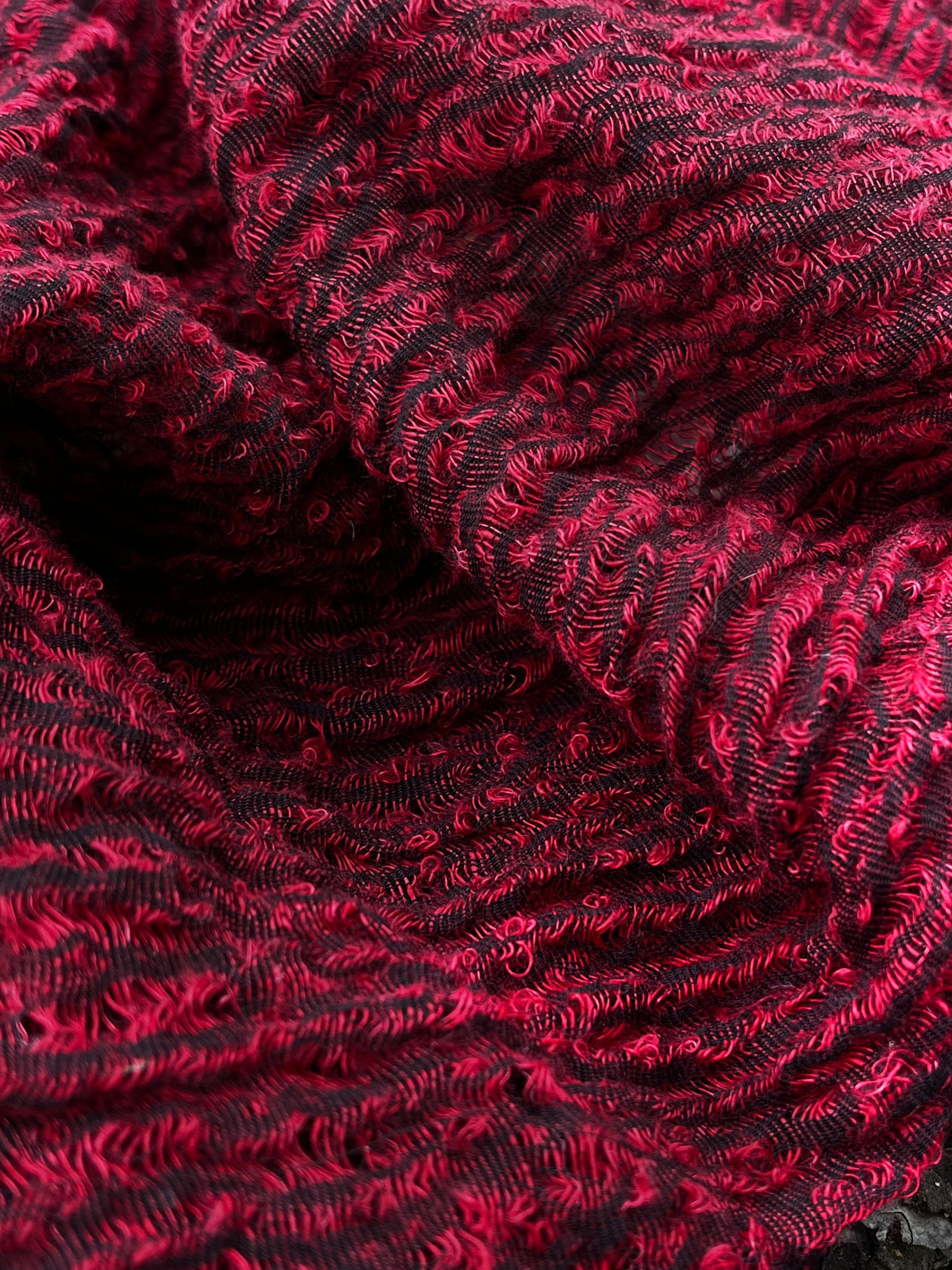 Red Textured Linen Fabric By The Yard Natural Fabrics.