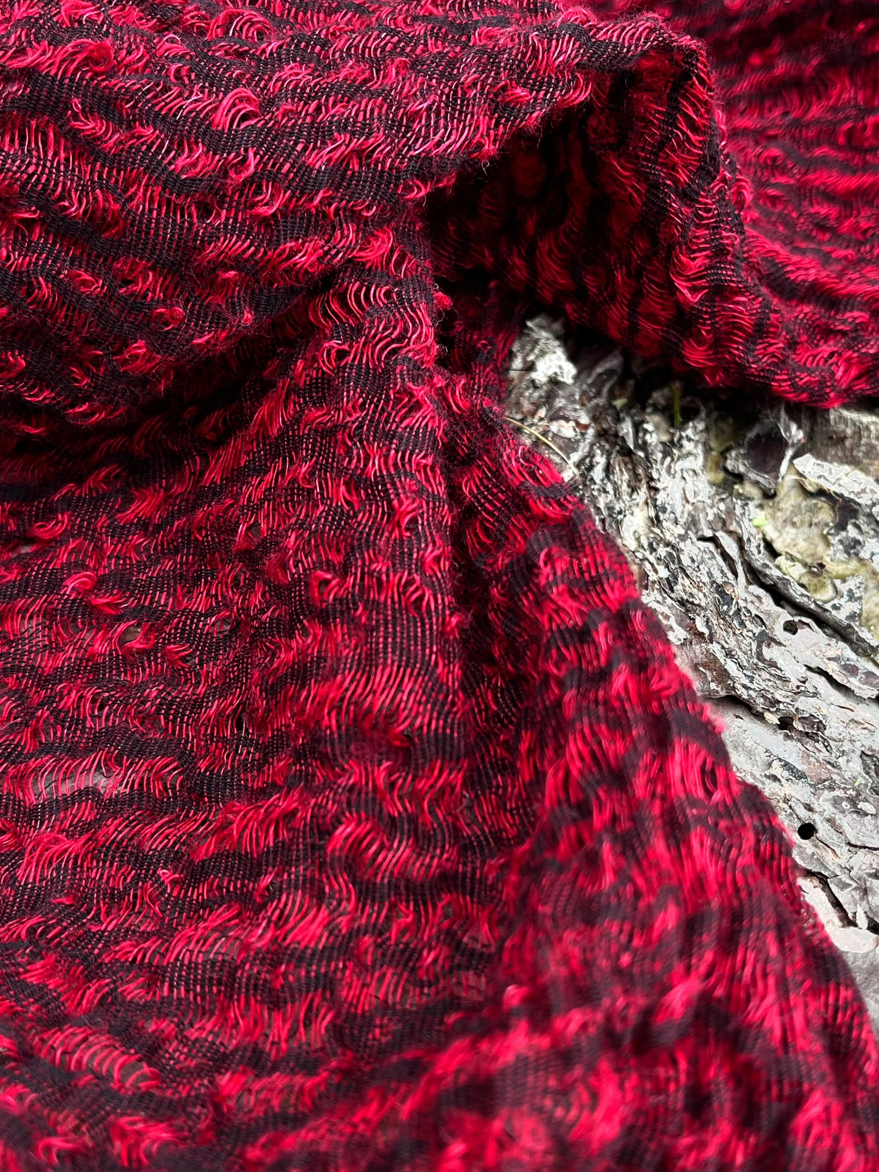 Red Textured Linen Fabric By The Yard Natural Fabrics.