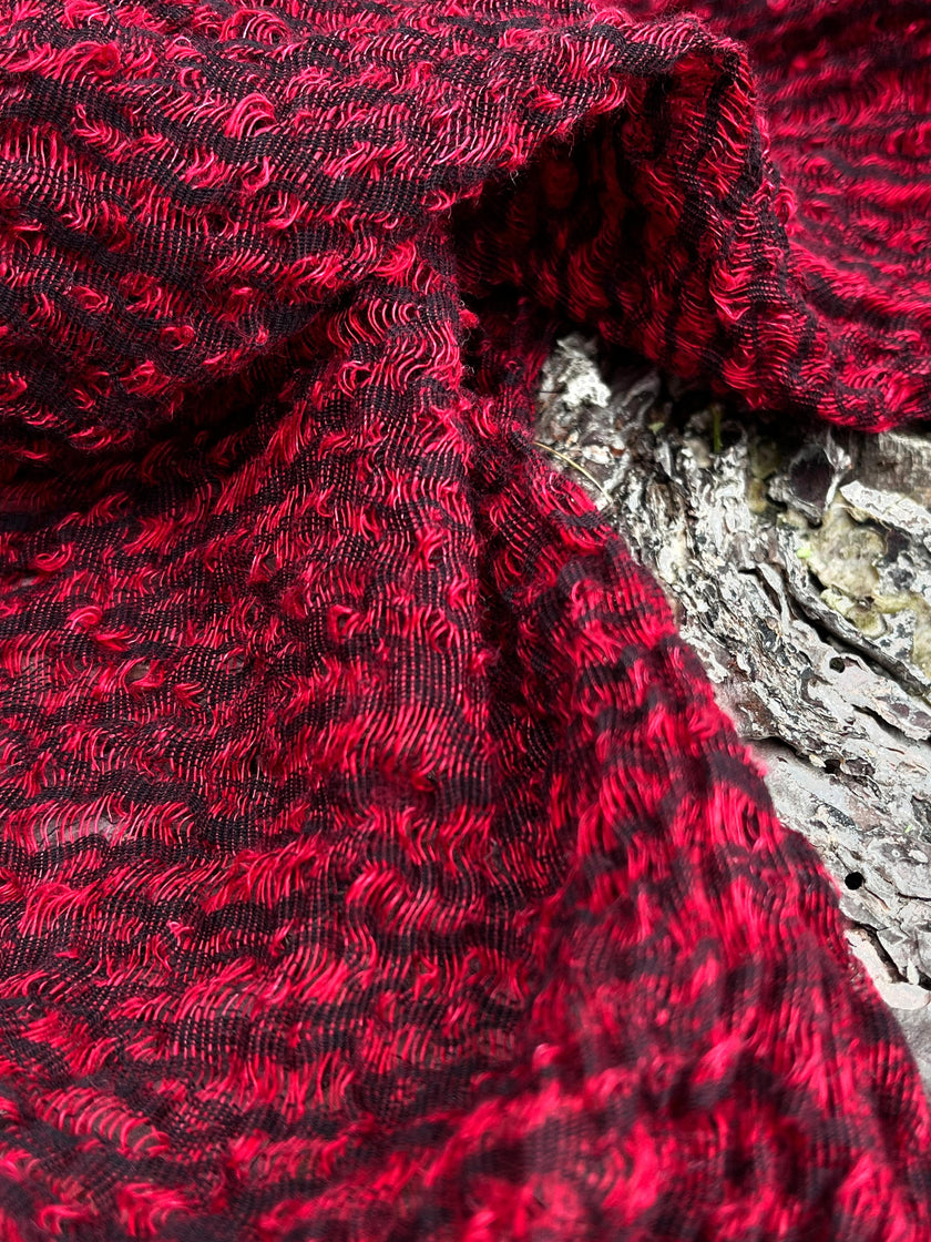 Red Textured Linen Fabric By The Yard Natural Fabrics.