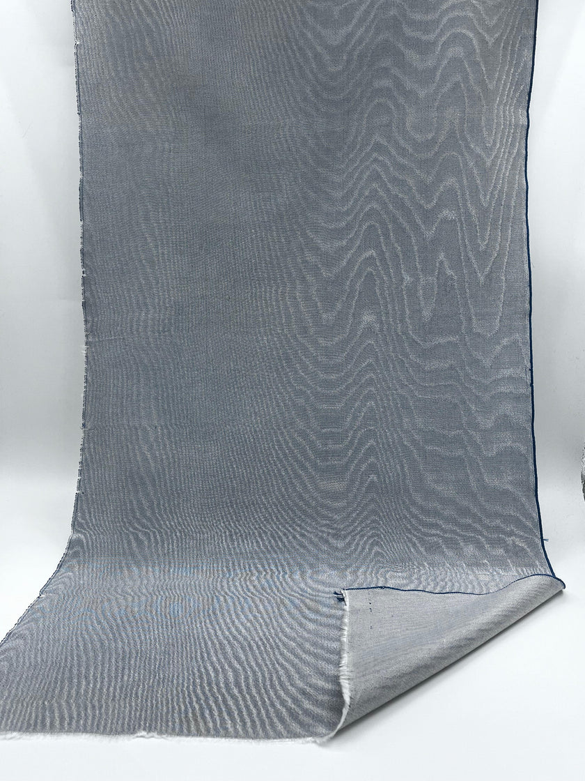 Pastel Blue Colour Silk Moire Home Textile Interior Fabrics, Watermark Pattern.