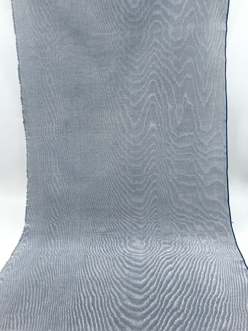 Pastel Blue Colour Silk Moire Home Textile Interior Fabrics, Watermark Pattern.