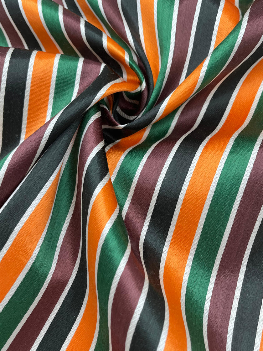 Multicolour Stripes Satin Silk Weave, Home Textile Interior Fabrics.