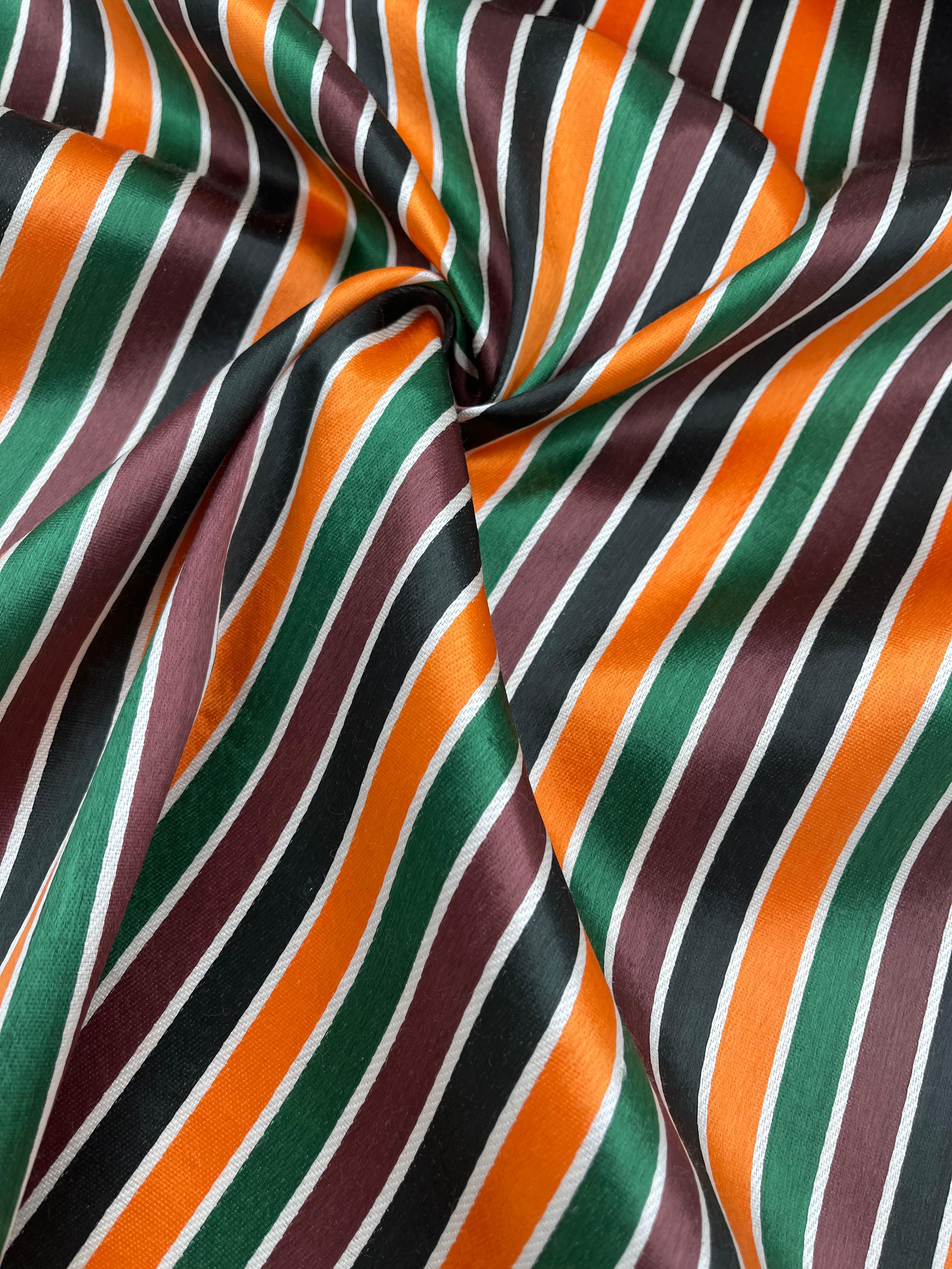 Multicolour Stripes Satin Silk Weave, Home Textile Interior Fabrics.