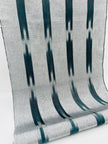 Ikat Silver Green Striped Silk Home Textile Interior Fabrics Moire, Watermark Pattern.