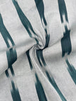 Ikat Silver Green Striped Silk Home Textile Interior Fabrics Moire, Watermark Pattern.