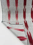 Rembourrage luxueux en soie à rayures rouges Ikat Siver pour tête de lit ottoman, tissus d'intérieur pour textiles de maison : housses d'oreiller, motifs inspirés du kimono, motifs en filigrane.