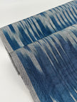 Ikat Silver Blue Striped Silk Home Textile Interior Fabrics Moire, Watermark Pattern.
