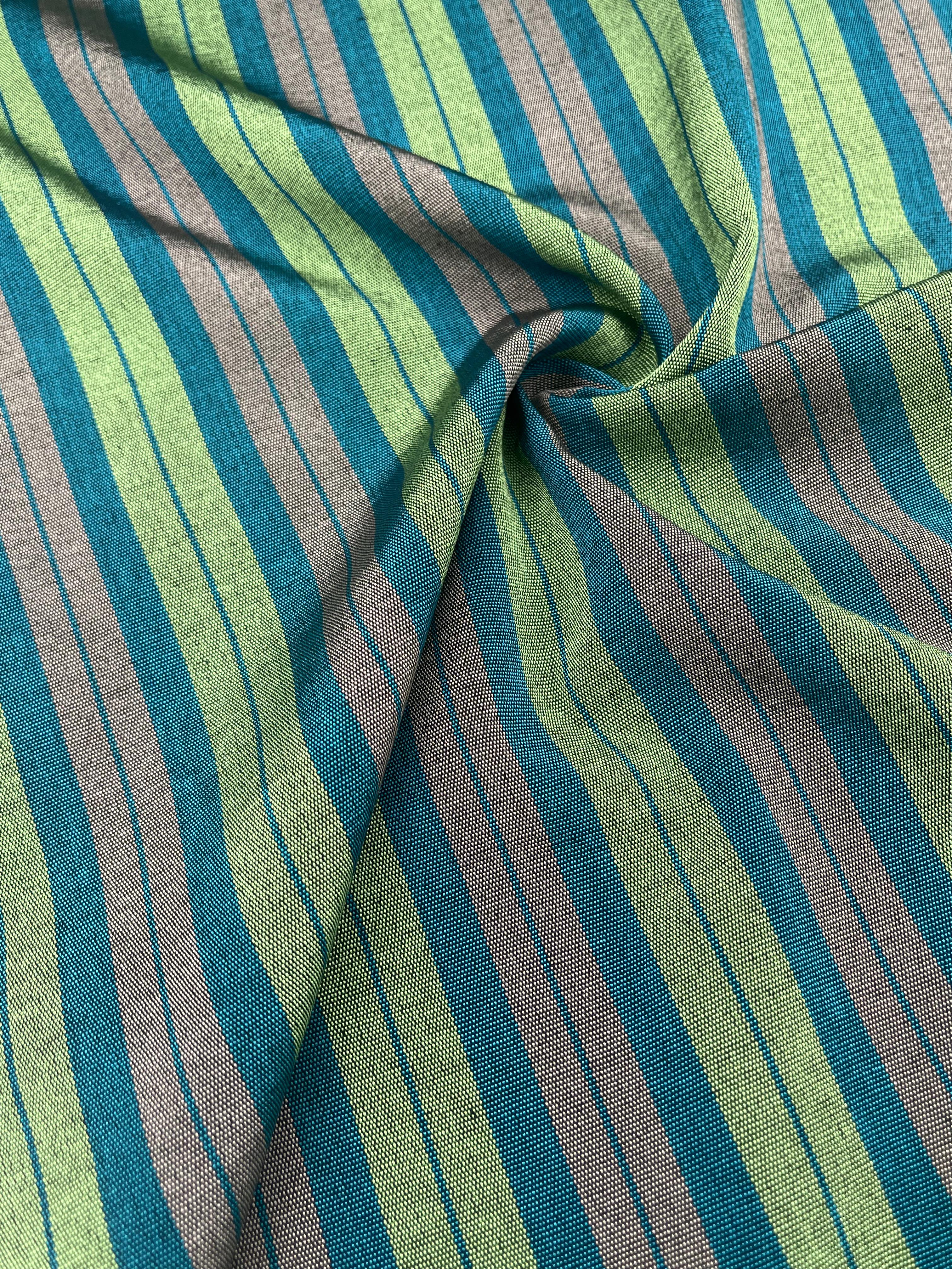 Green Striped Silk  Home Textile Interior Fabrics.