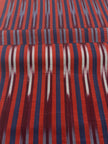 Navy Red Ikat Striped Silk Home Textile Interior Fabrics.
