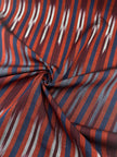 Navy Red Ikat Striped Silk Home Textile Interior Fabrics.