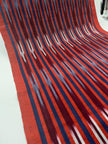 Navy Red Ikat Striped Silk Home Textile Interior Fabrics.