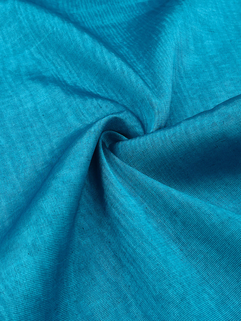Turquoise Blue Silk Moiré Fabric 50/50 Silk Cotton | Ottoman Luxury Textile for Apparel & Interior