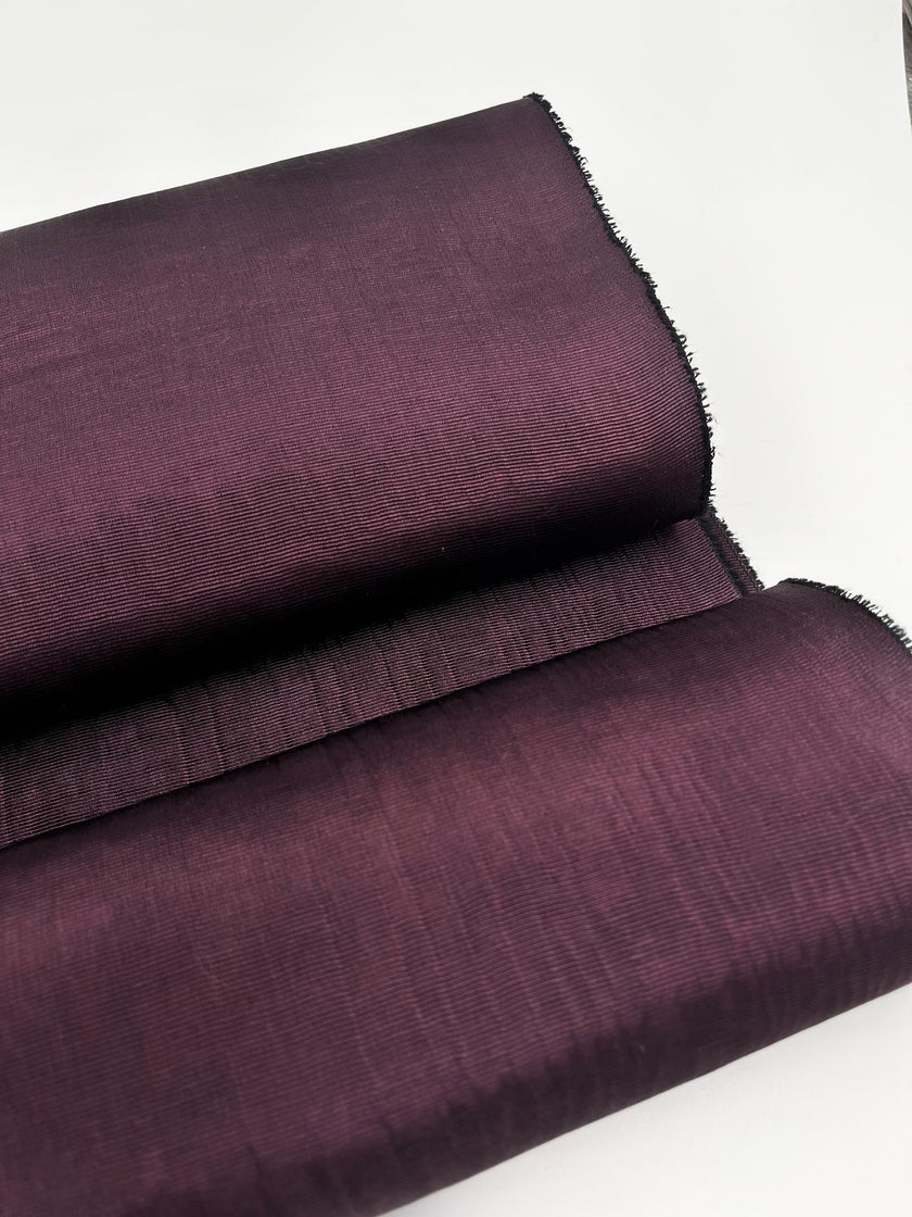Damson Colour Silk Moire Home Textile Interior Fabrics, Watermark Pattern.