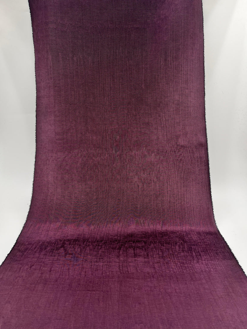 Damson Colour Silk Moire Home Textile Interior Fabrics, Watermark Pattern.